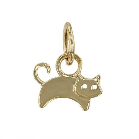 14K Gold Cat Charm tiny cat